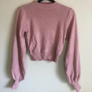 Forever 21 Pink Cropped Balloon Sleeve Sweater XS